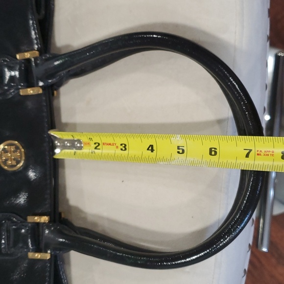 Vtg Tory burch black leather top handle shoulder bag - Picture 10 of 17